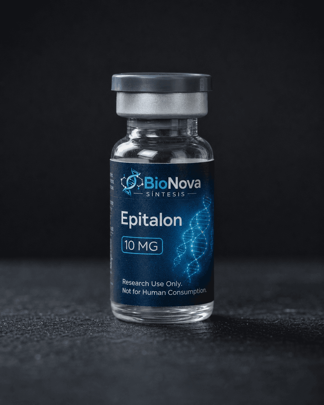Vial BioNova Epitalon 10 mg para uso exclusivo de investigacion